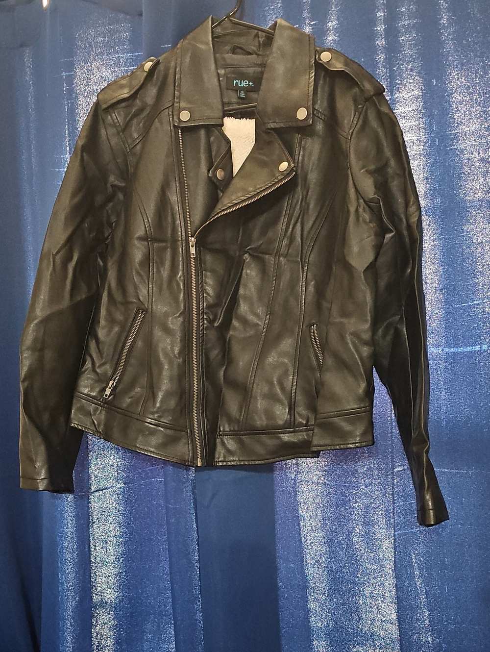 Rue21 Black Faux Leather Moto Jacket with Zip Details